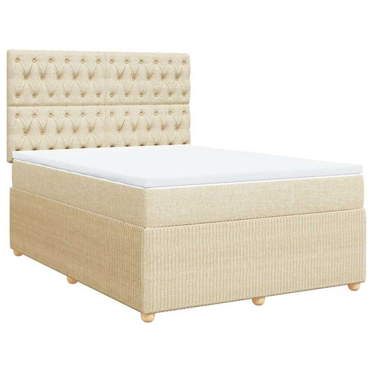 vidaXL Κρεβάτι Boxspring με Στρώμα Κρεμ 140x200 εκ. Υφασμάτινο