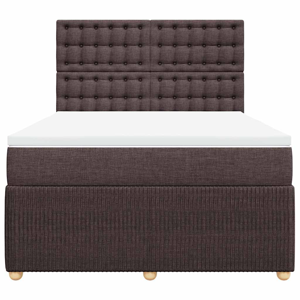 vidaXL Κρεβάτι Boxspring με Στρώμα Σκούρο Καφέ 140x200 εκ Υφασμάτινο