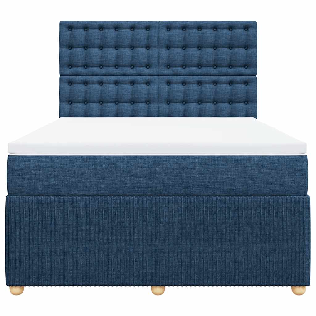 vidaXL Κρεβάτι Boxspring με Στρώμα Μπλε 140x200 εκ. Υφασμάτινο