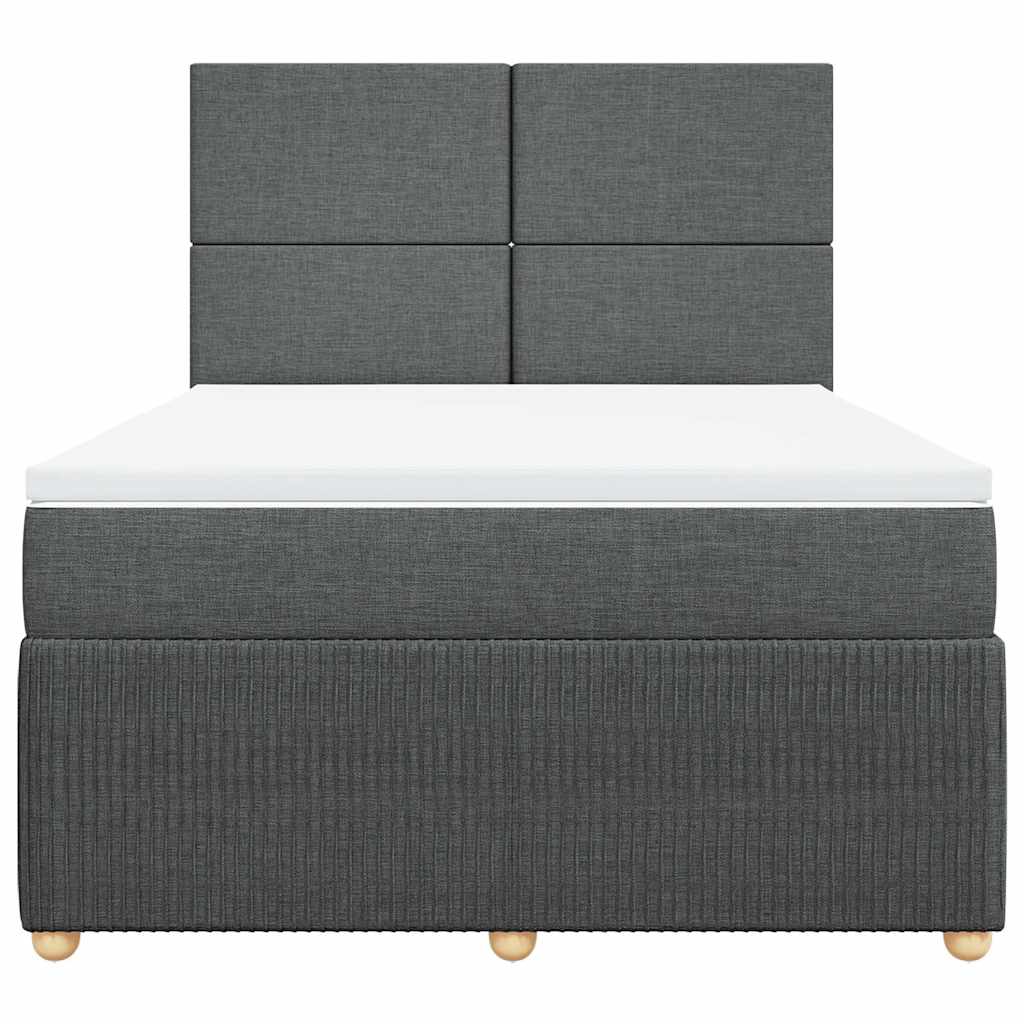 vidaXL Κρεβάτι Boxspring με Στρώμα Σκούρο Γκρι 160x200 εκ Υφασμάτινο