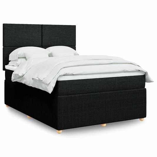 vidaXL Κρεβάτι Boxspring με Στρώμα Μαύρο 160x200 εκ. Υφασμάτινο