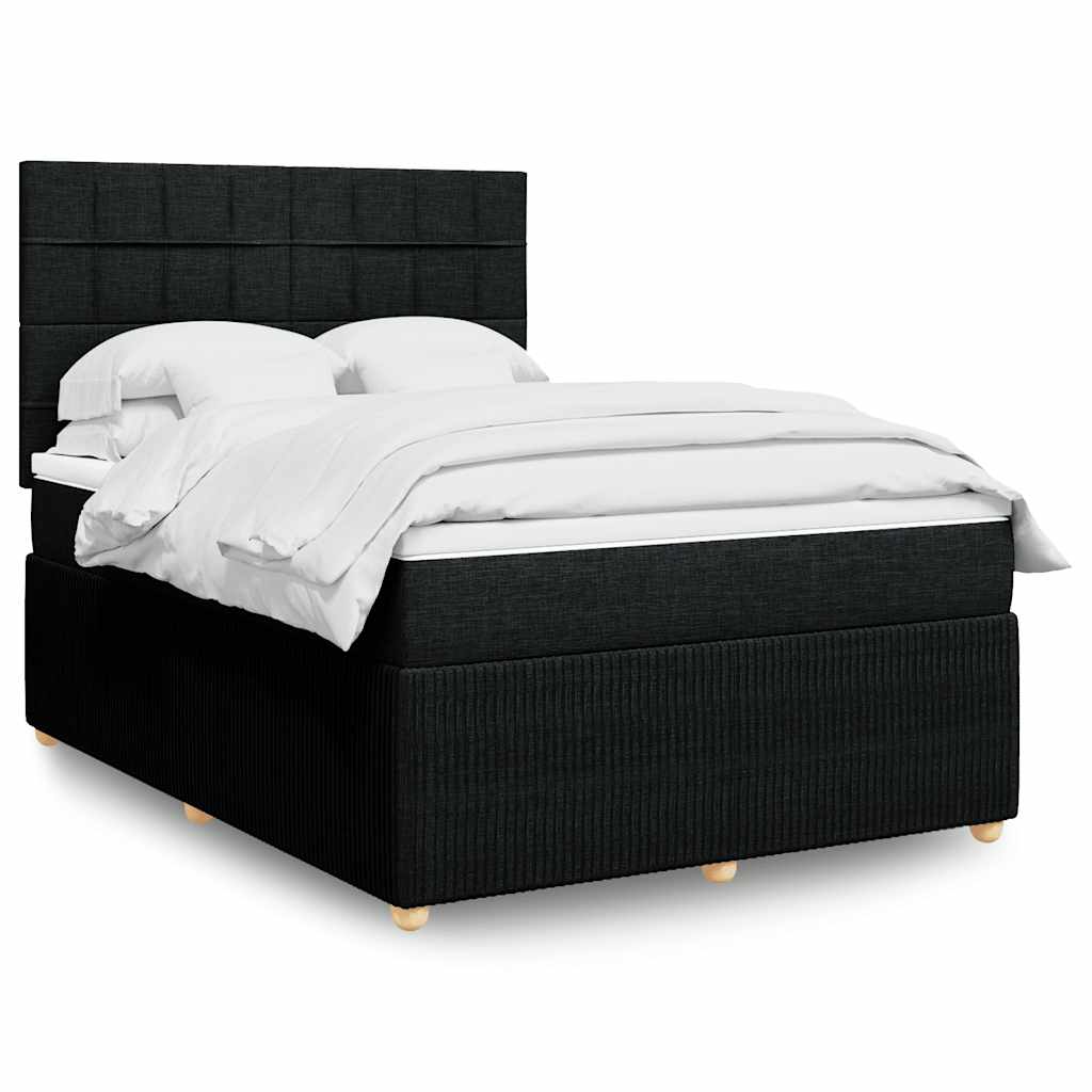 vidaXL Κρεβάτι Boxspring με Στρώμα Μαύρο 160x200 εκ. Υφασμάτινο