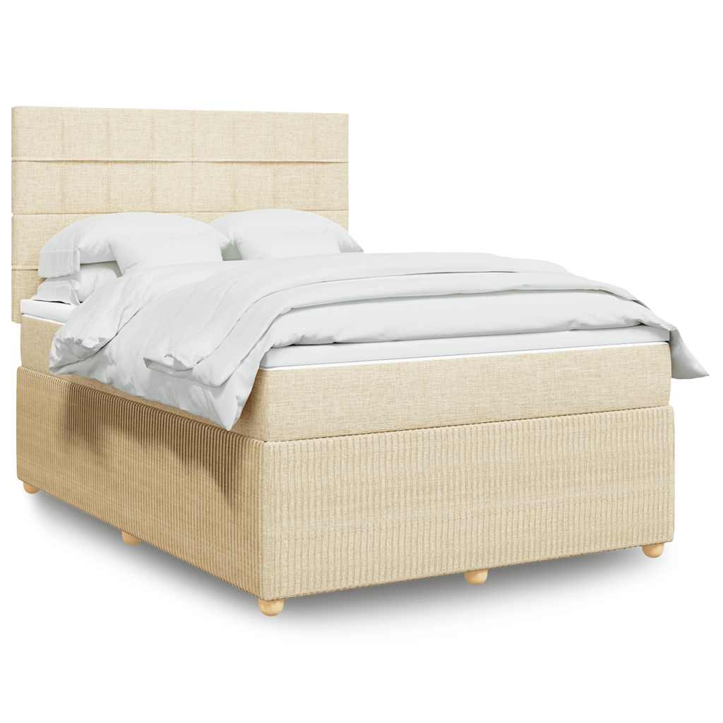 vidaXL Κρεβάτι Boxspring με Στρώμα Κρεμ 160x200 εκ. Υφασμάτινο