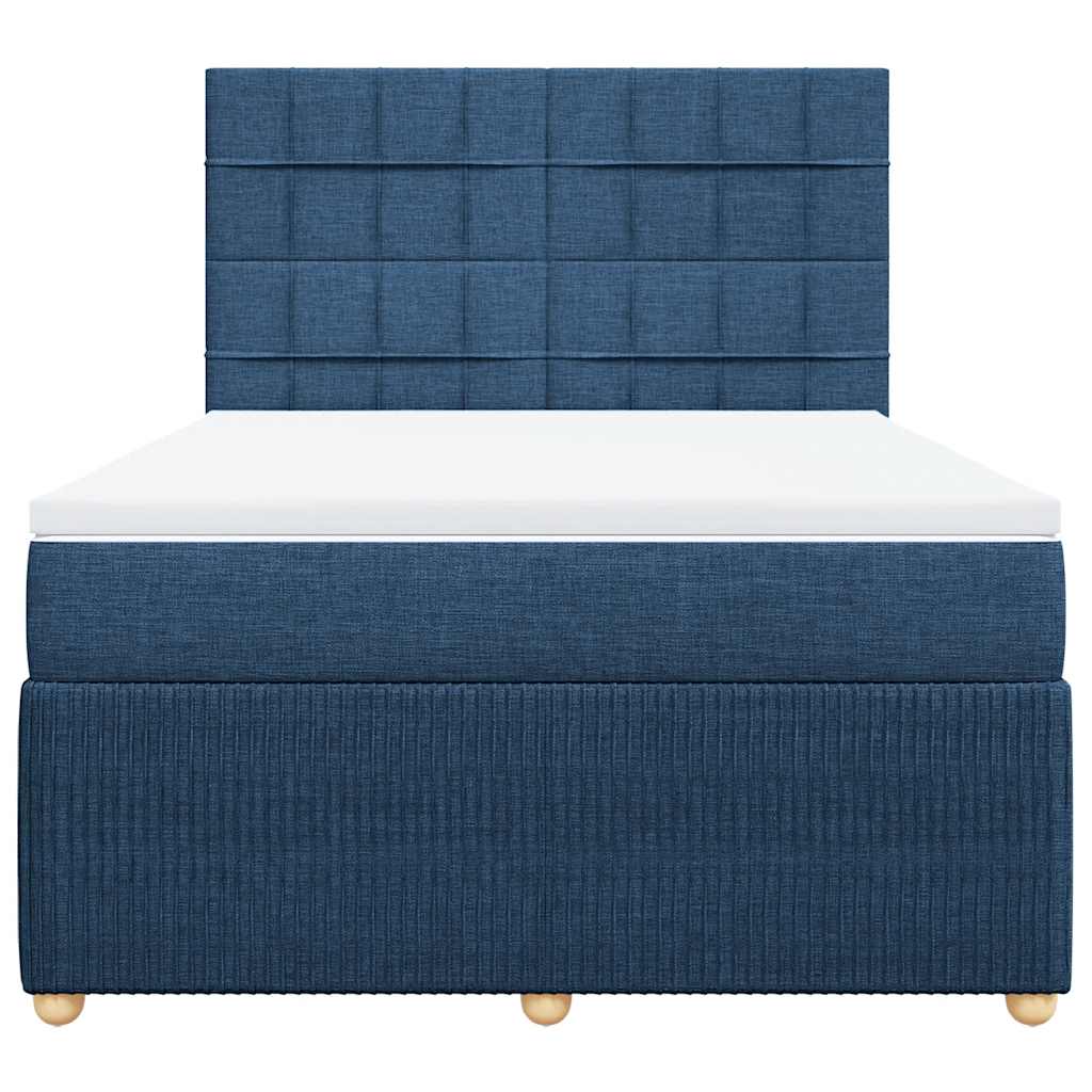 vidaXL Κρεβάτι Boxspring με Στρώμα Μπλε 160x200 εκ. Υφασμάτινο