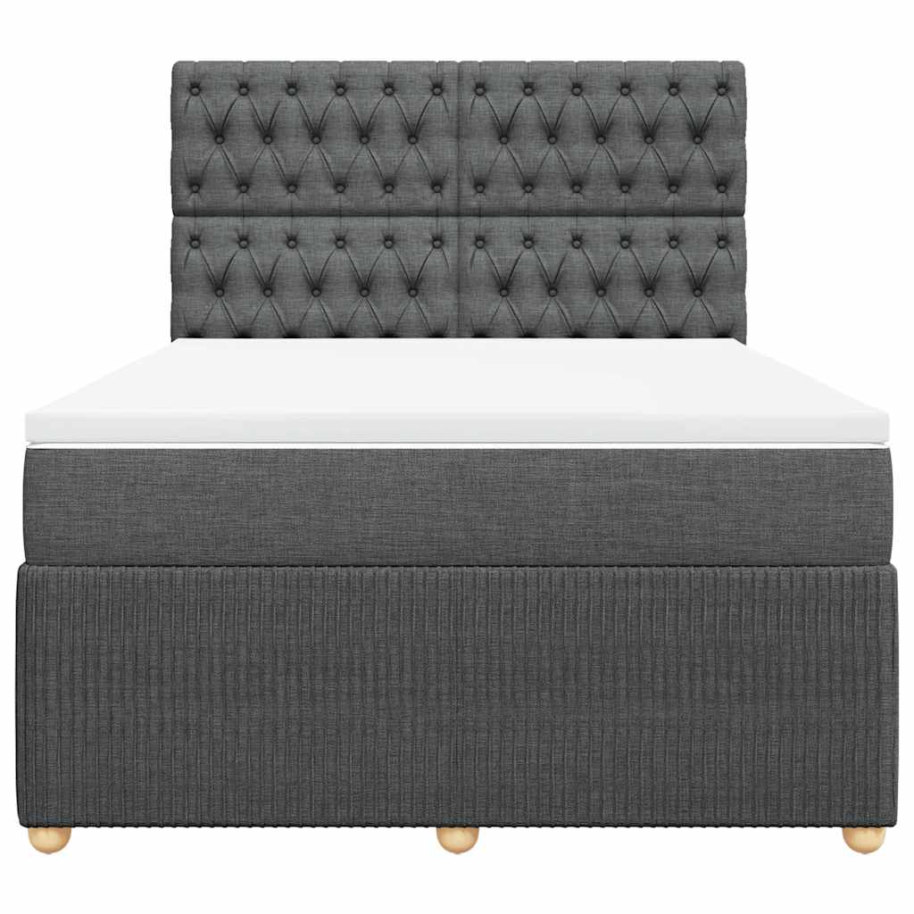vidaXL Κρεβάτι Boxspring με Στρώμα Σκούρο Γκρι 160x200 εκ Υφασμάτινο