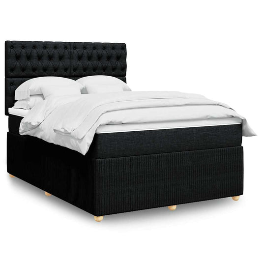 vidaXL Κρεβάτι Boxspring με Στρώμα Μαύρο 160x200 εκ. Υφασμάτινο