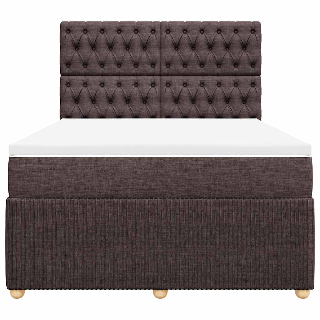 vidaXL Κρεβάτι Boxspring με Στρώμα Σκούρο Καφέ 160x200 εκ Υφασμάτινο