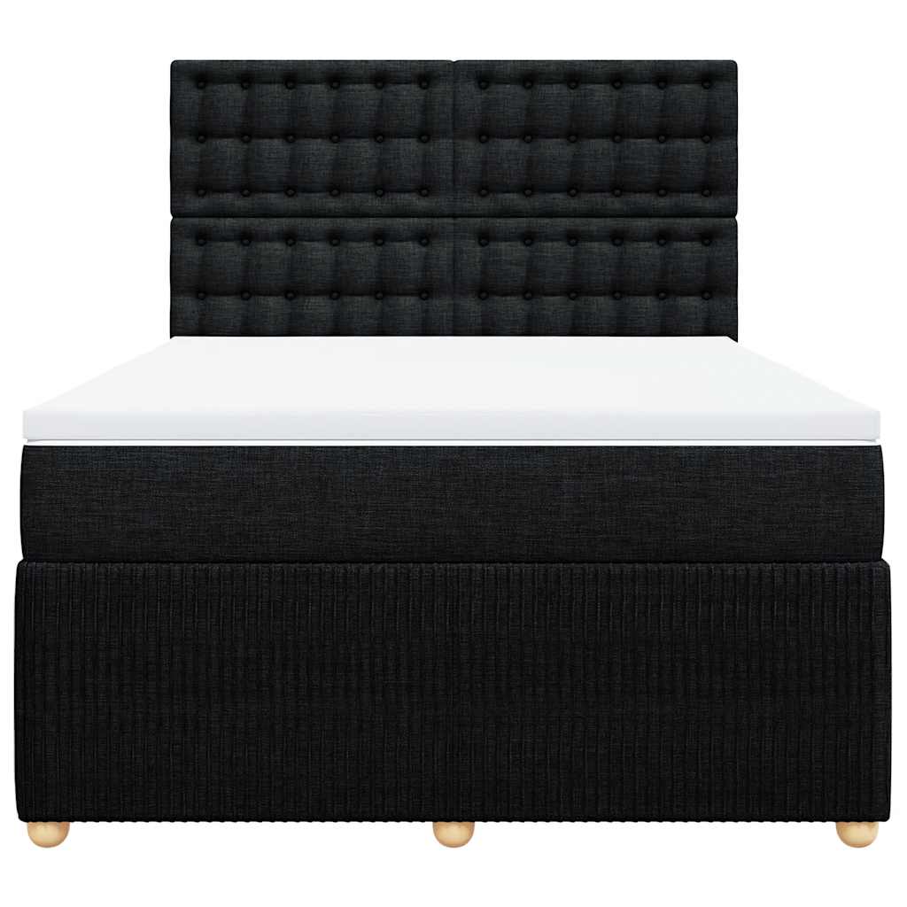 vidaXL Κρεβάτι Boxspring με Στρώμα Μαύρο 160x200 εκ. Υφασμάτινο