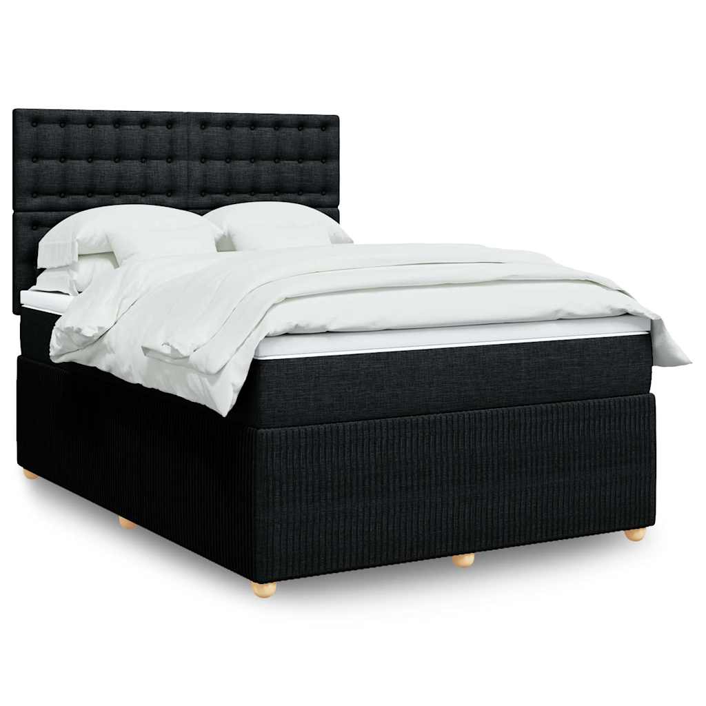 vidaXL Κρεβάτι Boxspring με Στρώμα Μαύρο 160x200 εκ. Υφασμάτινο