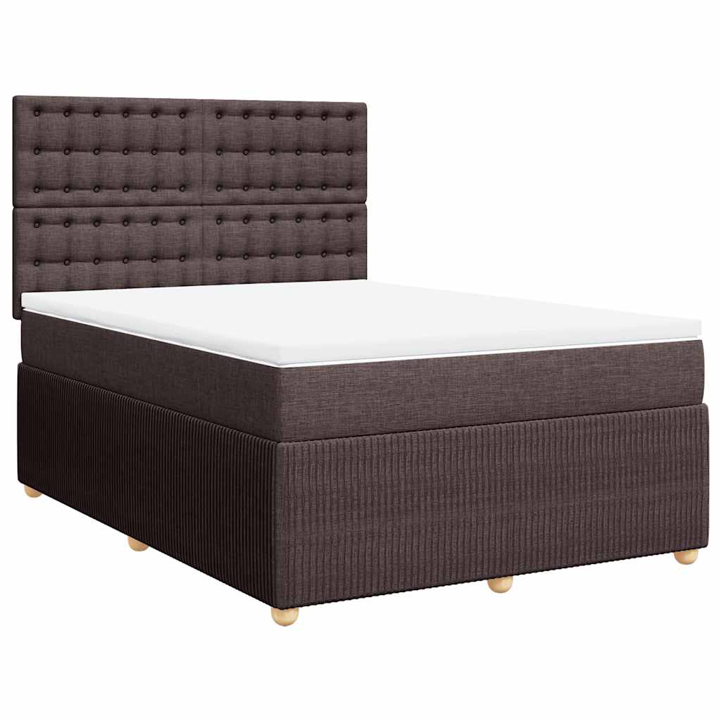 vidaXL Κρεβάτι Boxspring με Στρώμα Σκούρο Καφέ 160x200 εκ Υφασμάτινο
