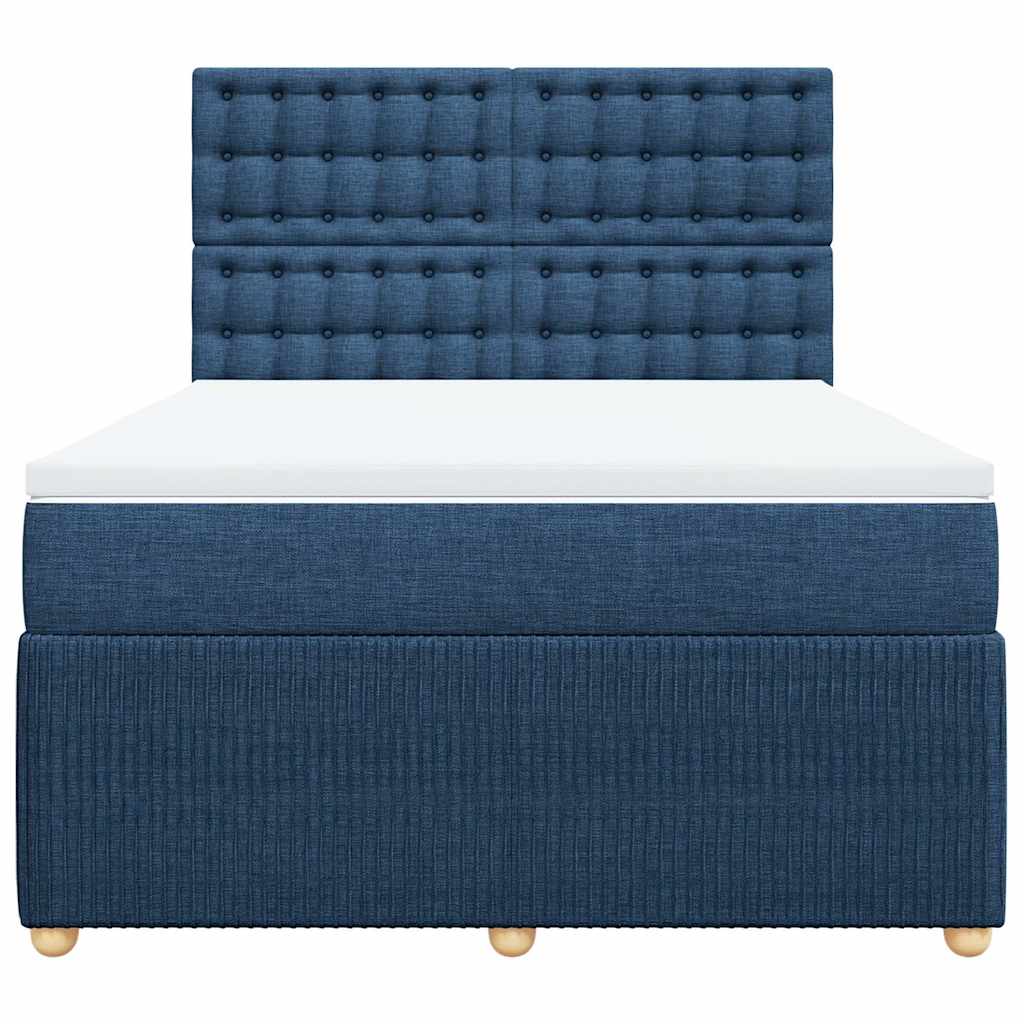 vidaXL Κρεβάτι Boxspring με Στρώμα Μπλε 160x200 εκ. Υφασμάτινο