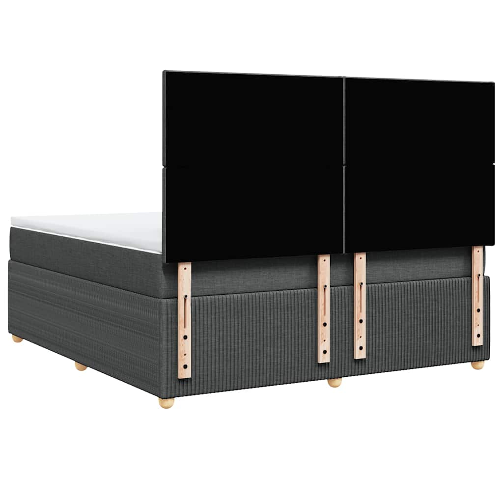 vidaXL Κρεβάτι Boxspring με Στρώμα Σκούρο Γκρι 180x200 εκ Υφασμάτιν