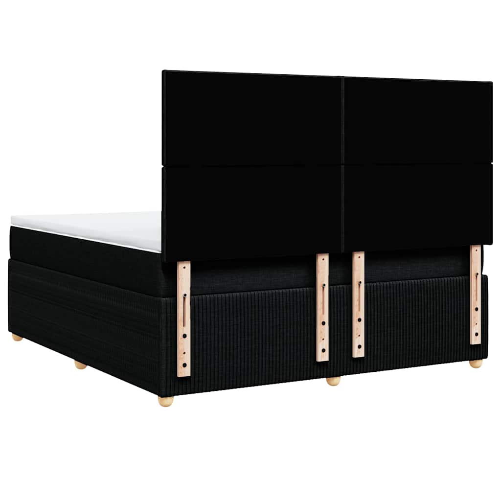 vidaXL Κρεβάτι Boxspring με Στρώμα Μαύρο 180x200 εκ. Υφασμάτινο