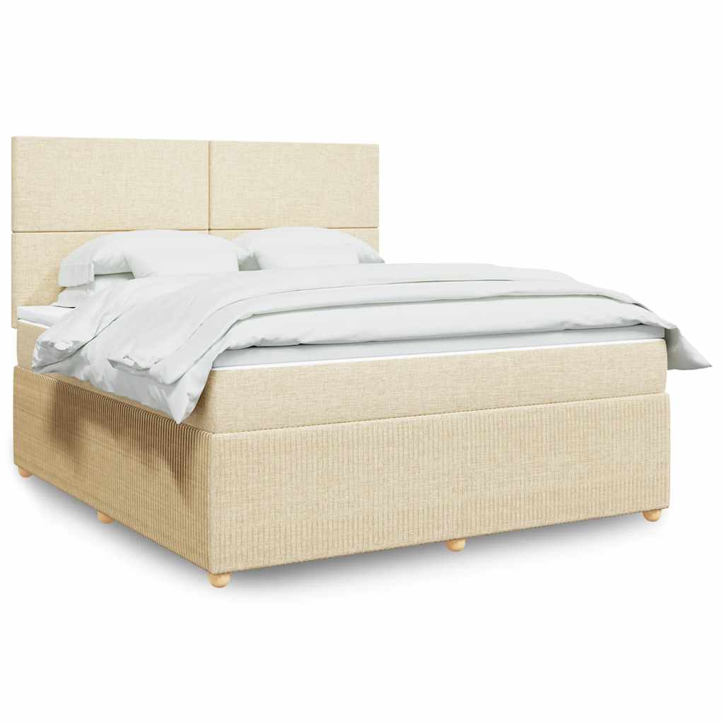 vidaXL Κρεβάτι Boxspring με Στρώμα Κρεμ 180x200 εκ. Υφασμάτινο