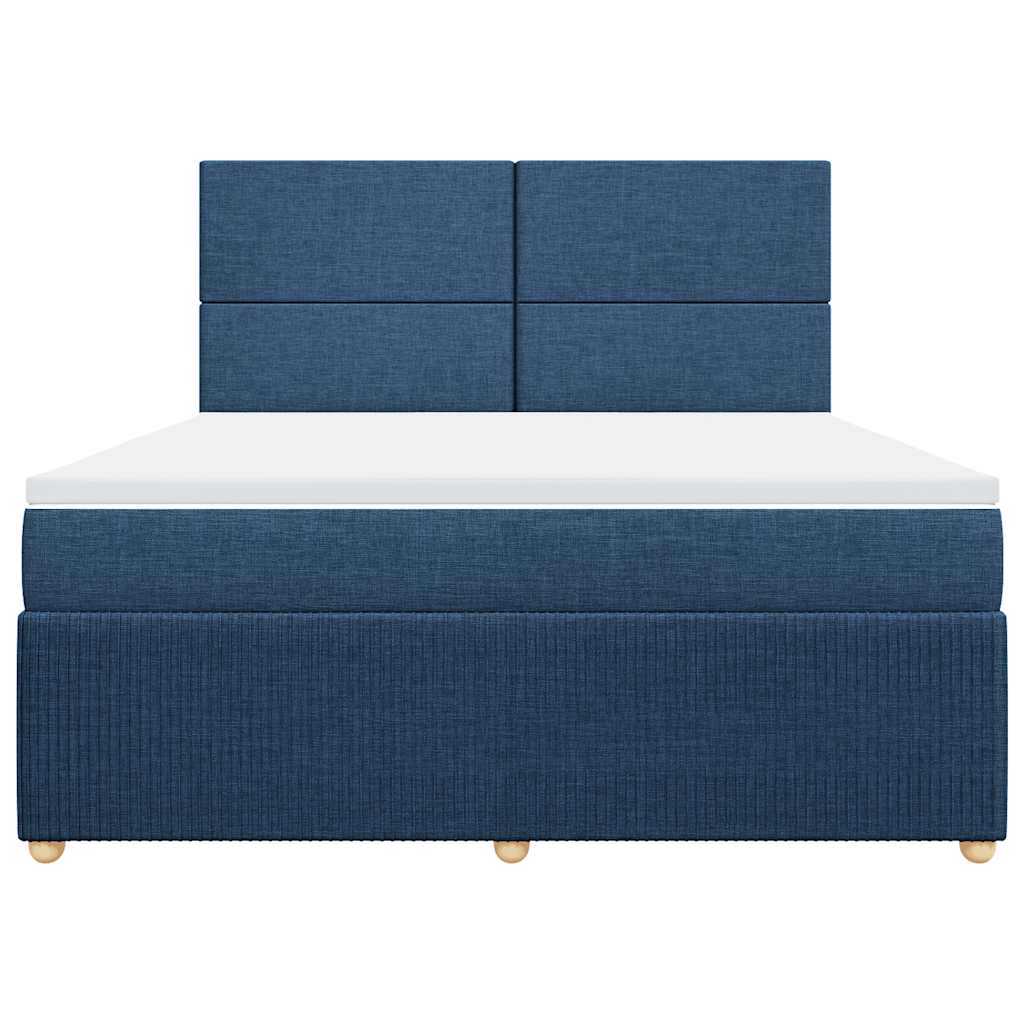 vidaXL Κρεβάτι Boxspring με Στρώμα Μπλε 180x200 εκ. Υφασμάτινο
