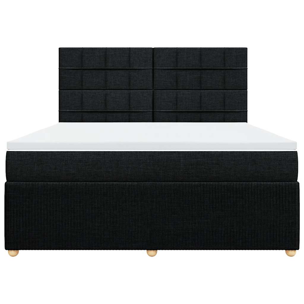 vidaXL Κρεβάτι Boxspring με Στρώμα Μαύρο 180x200 εκ. Υφασμάτινο