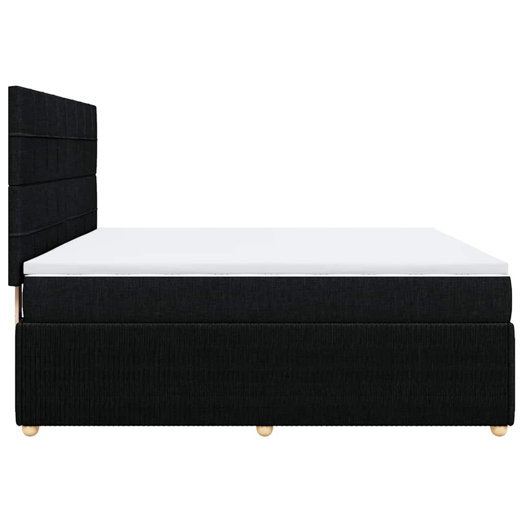 vidaXL Κρεβάτι Boxspring με Στρώμα Μαύρο 180x200 εκ. Υφασμάτινο
