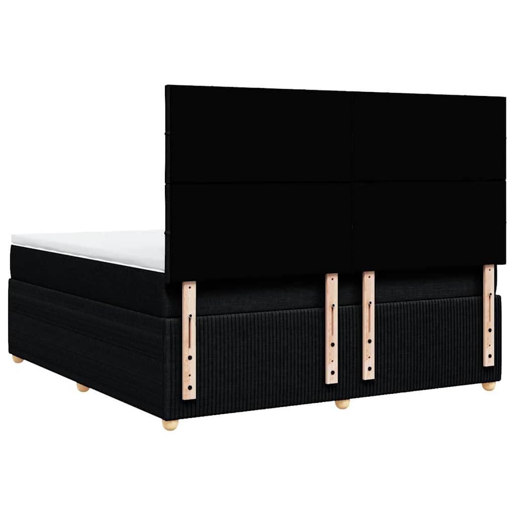 vidaXL Κρεβάτι Boxspring με Στρώμα Μαύρο 180x200 εκ. Υφασμάτινο