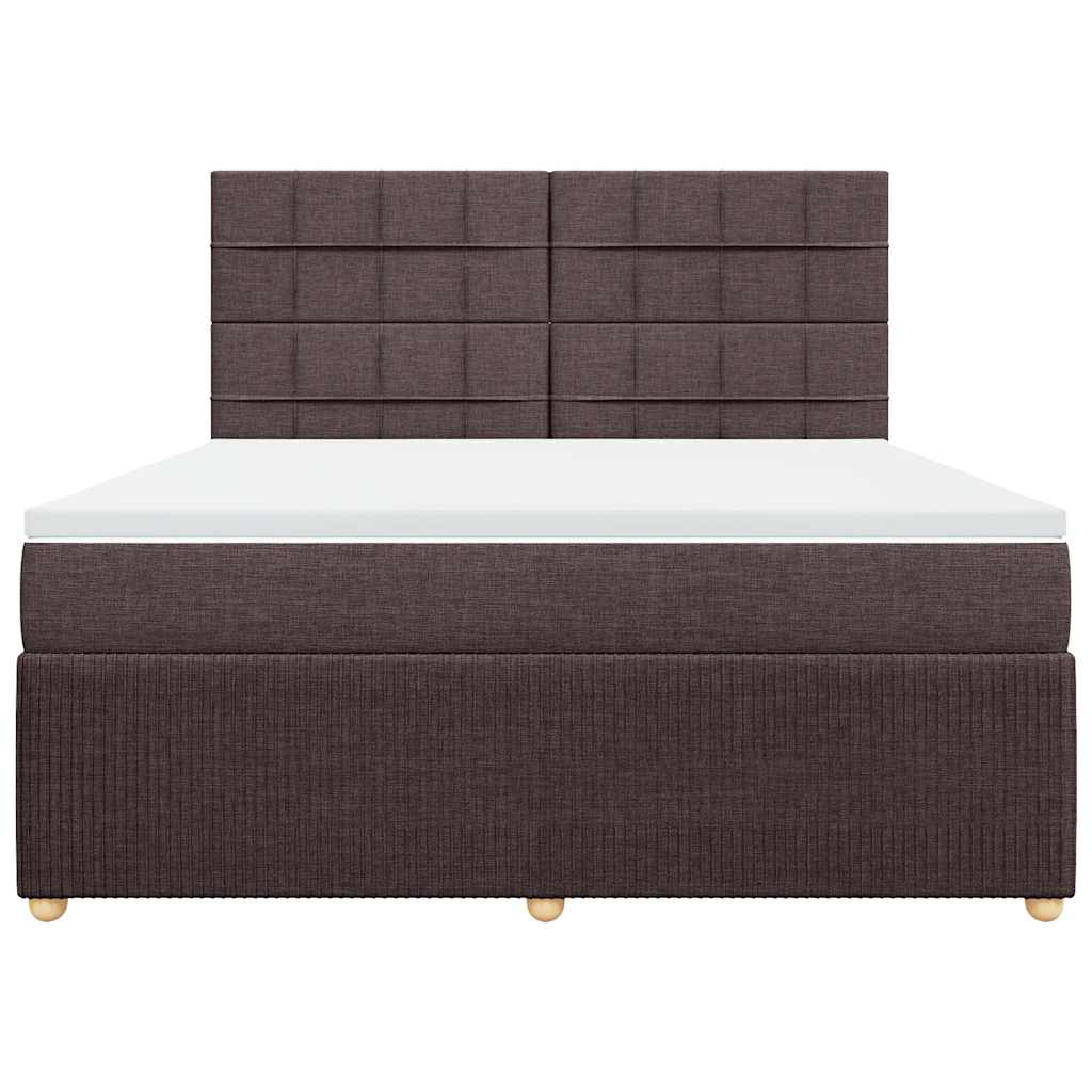 vidaXL Κρεβάτι Boxspring με Στρώμα Σκούρο Καφέ 180x200 εκ Υφασμάτινο