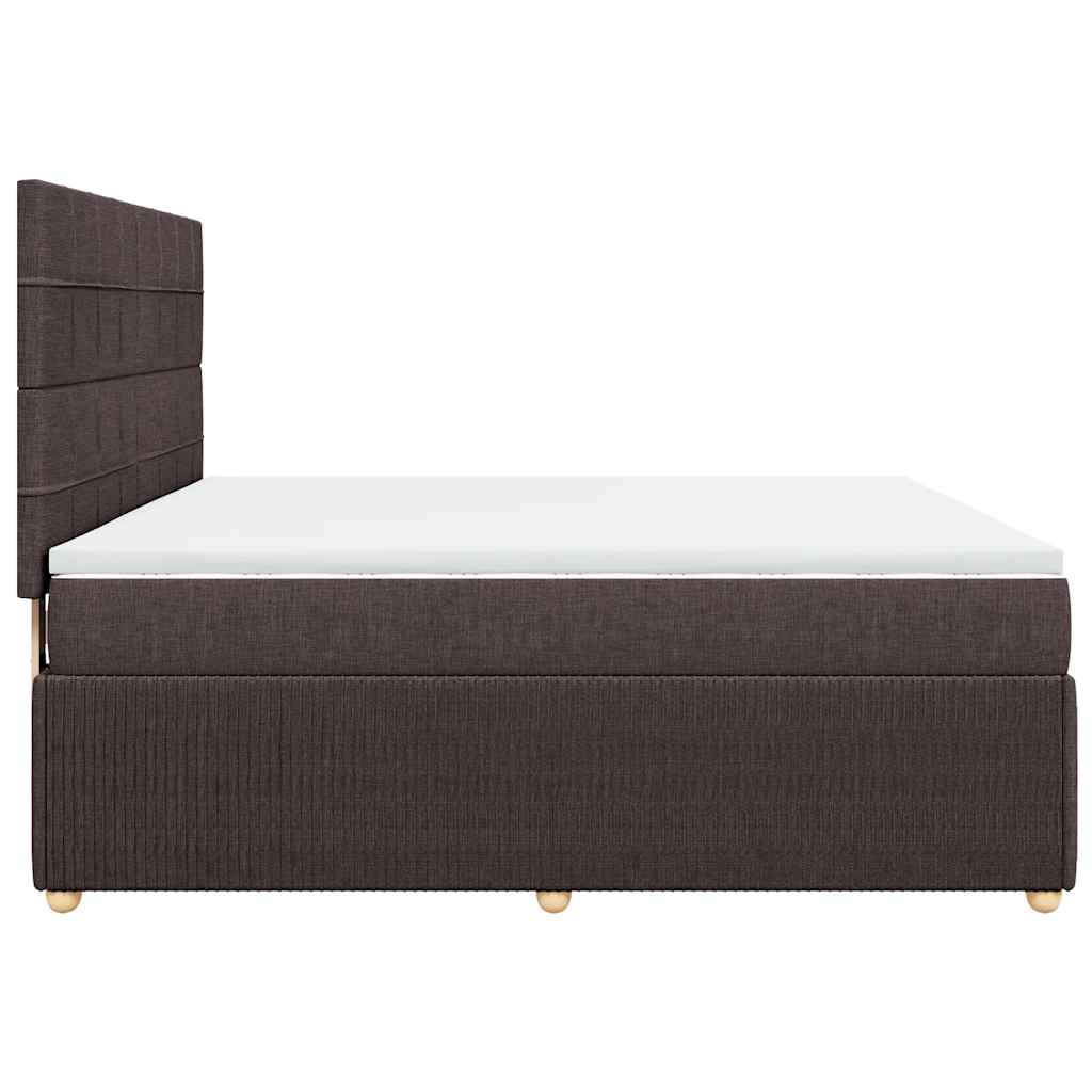 vidaXL Κρεβάτι Boxspring με Στρώμα Σκούρο Καφέ 180x200 εκ Υφασμάτινο
