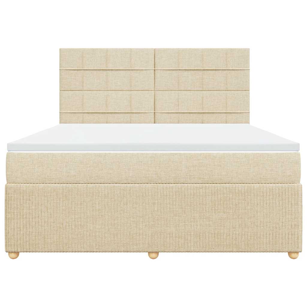 vidaXL Κρεβάτι Boxspring με Στρώμα Κρεμ 180x200 εκ. Υφασμάτινο
