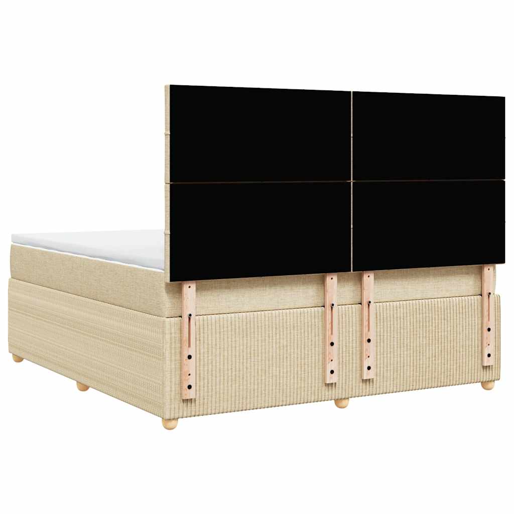 vidaXL Κρεβάτι Boxspring με Στρώμα Κρεμ 180x200 εκ. Υφασμάτινο