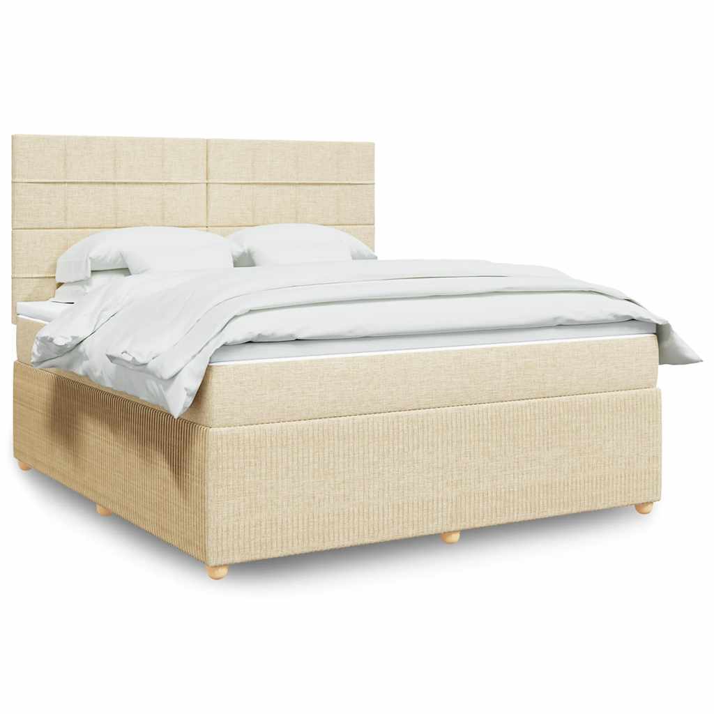 vidaXL Κρεβάτι Boxspring με Στρώμα Κρεμ 180x200 εκ. Υφασμάτινο