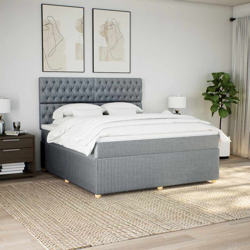 vidaXL Κρεβάτι Boxspring με Στρώμα Ανοιχτό Γκρι 180x200 εκ. Υφασμάτινο