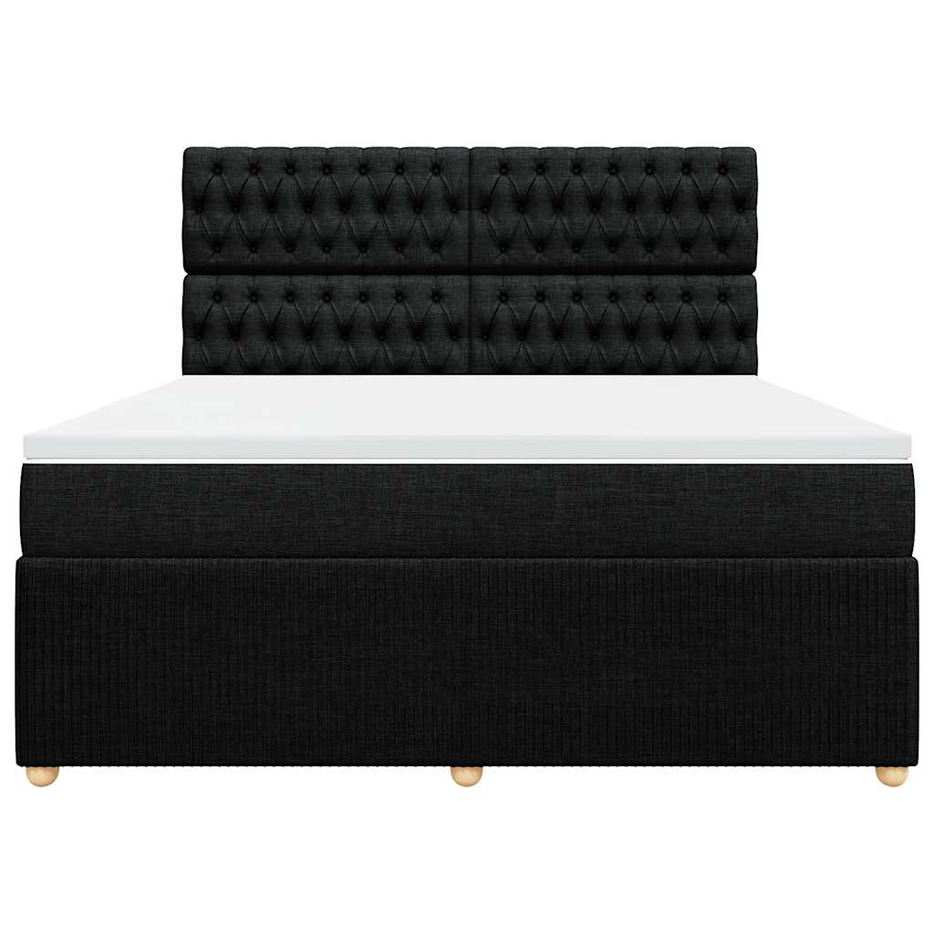 vidaXL Κρεβάτι Boxspring με Στρώμα Μαύρο 180x200 εκ. Υφασμάτινο