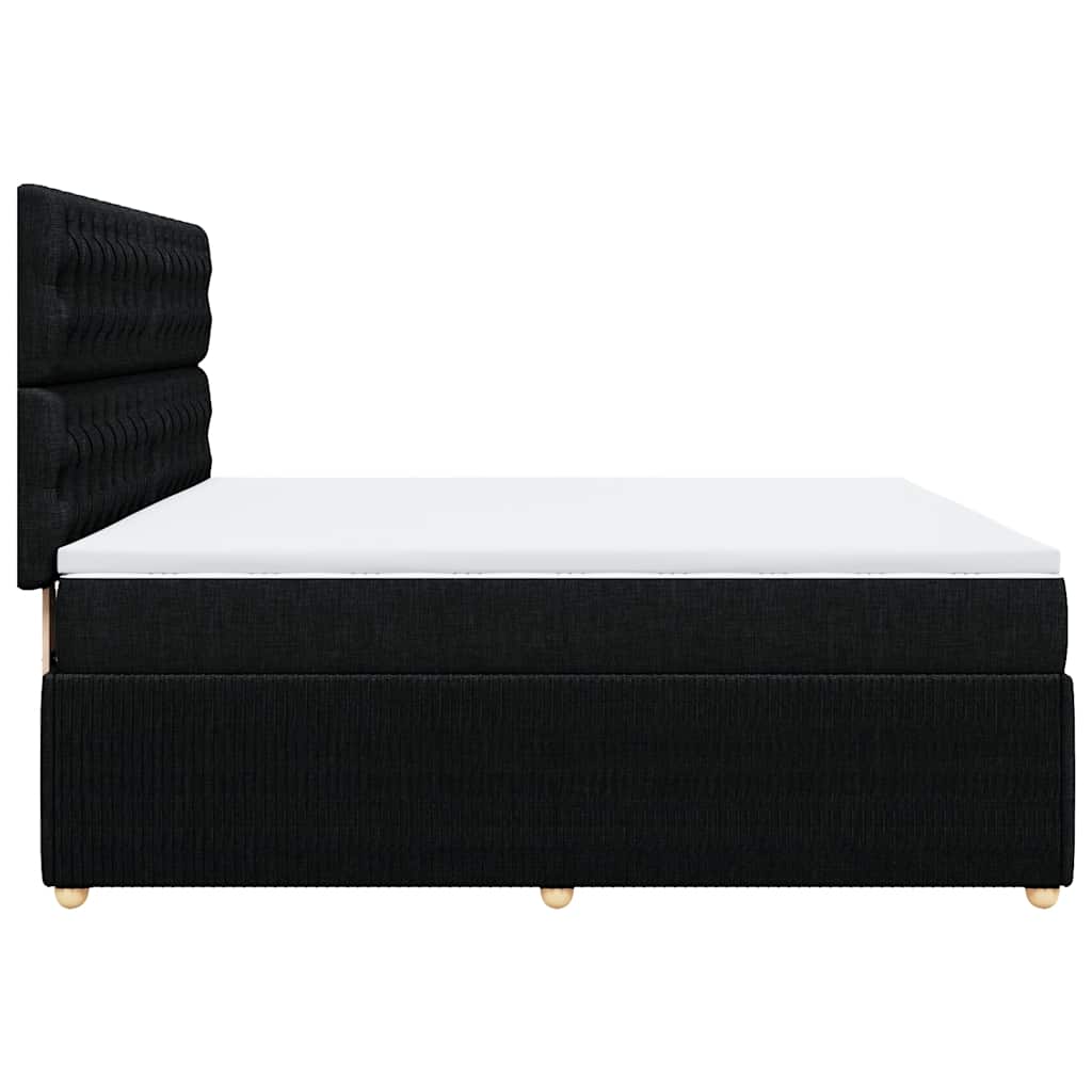 vidaXL Κρεβάτι Boxspring με Στρώμα Μαύρο 180x200 εκ. Υφασμάτινο