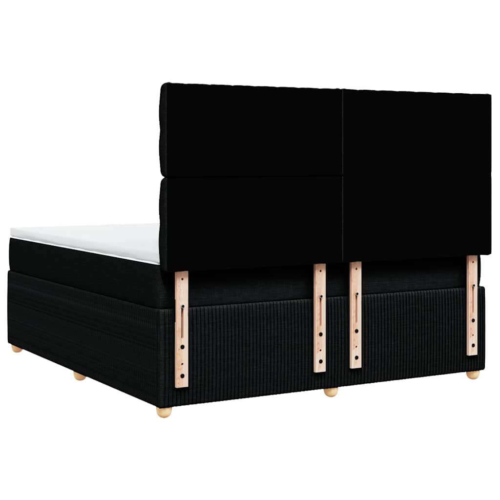 vidaXL Κρεβάτι Boxspring με Στρώμα Μαύρο 180x200 εκ. Υφασμάτινο