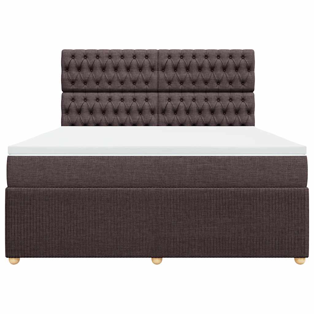 vidaXL Κρεβάτι Boxspring με Στρώμα Σκούρο Καφέ 180x200 εκ Υφασμάτινο