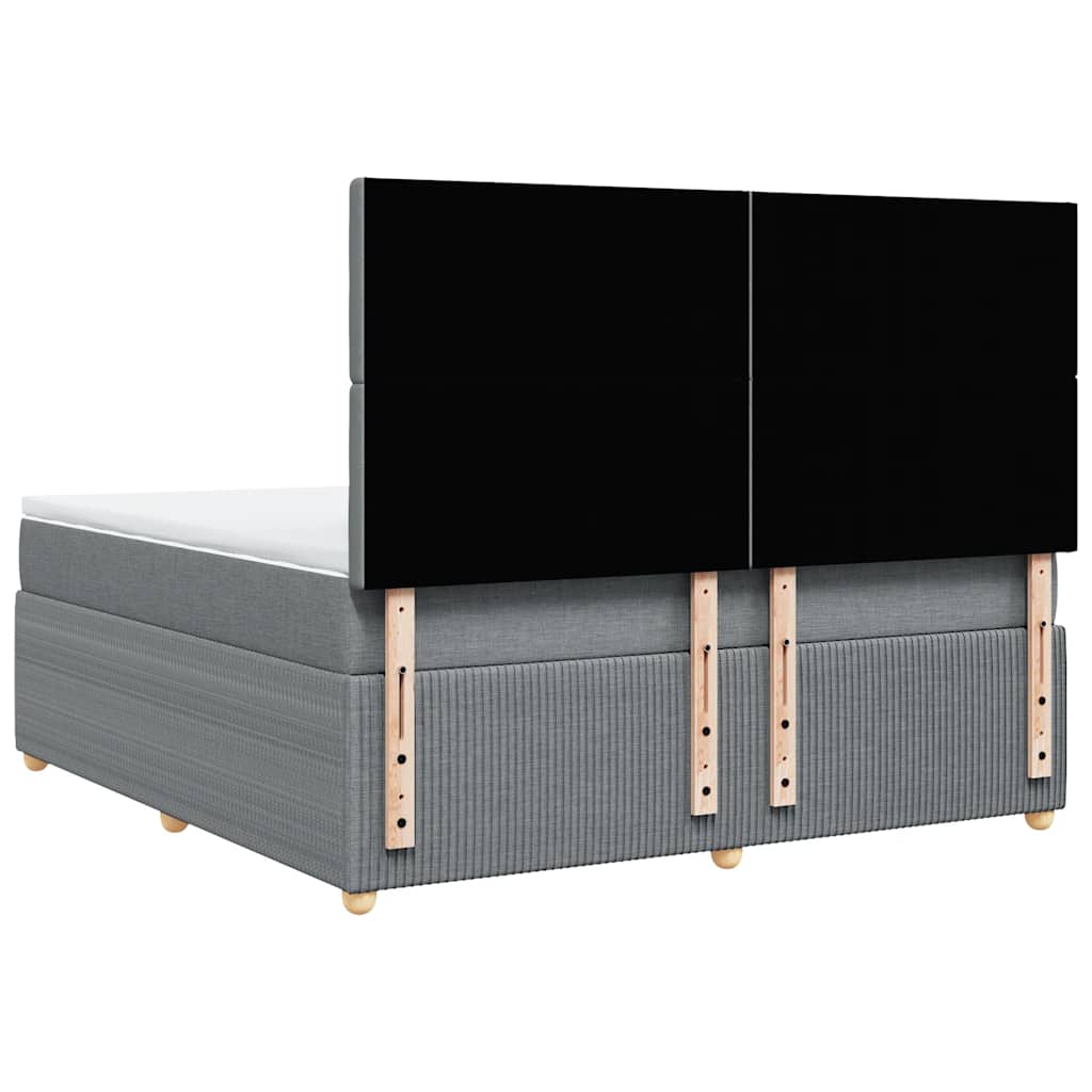 vidaXL Κρεβάτι Boxspring με Στρώμα Ανοιχτό Γκρι 180x200 εκ. Υφασμάτινο