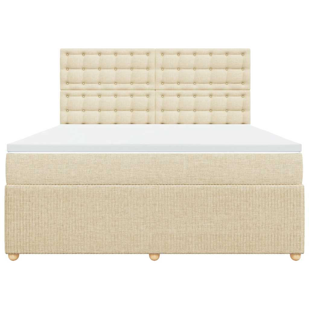 vidaXL Κρεβάτι Boxspring με Στρώμα Κρεμ 180x200 εκ. Υφασμάτινο