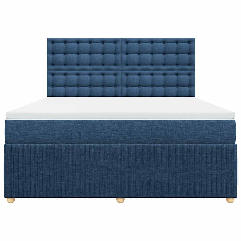 vidaXL Κρεβάτι Boxspring με Στρώμα Μπλε 180x200 εκ. Υφασμάτινο