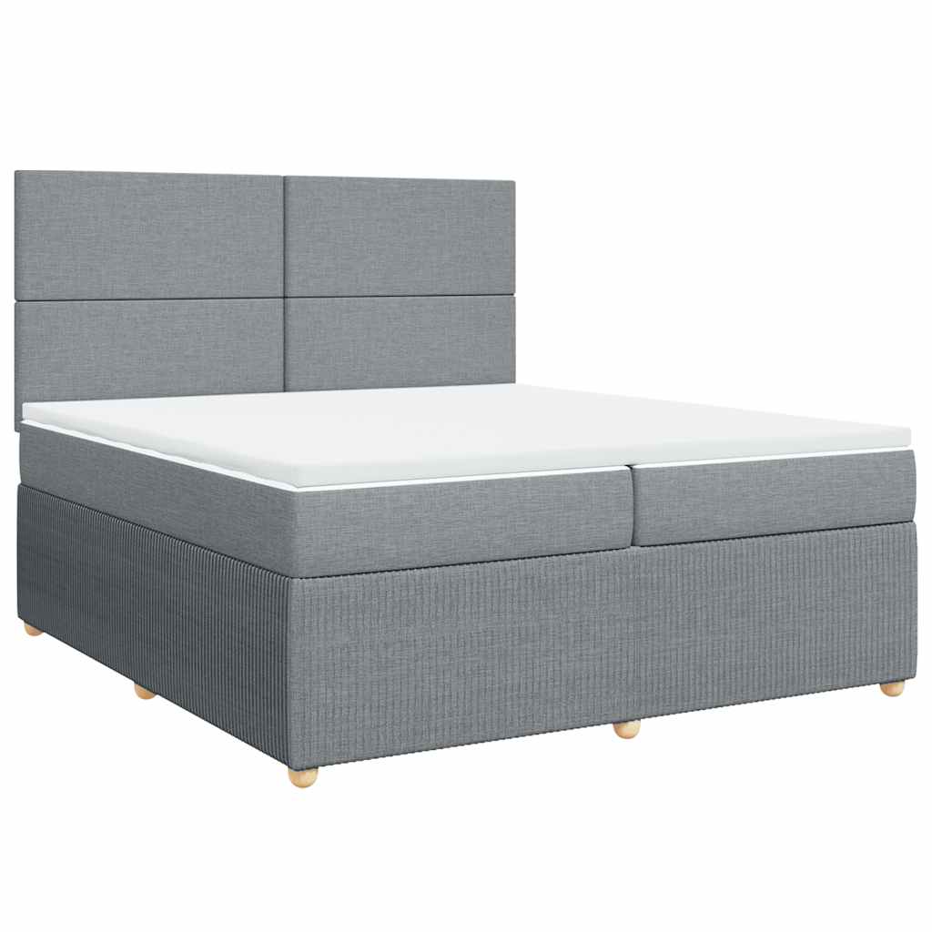 vidaXL Κρεβάτι Boxspring με Στρώμα Ανοιχτό Γκρι 200x200 εκ. Υφασμάτινο
