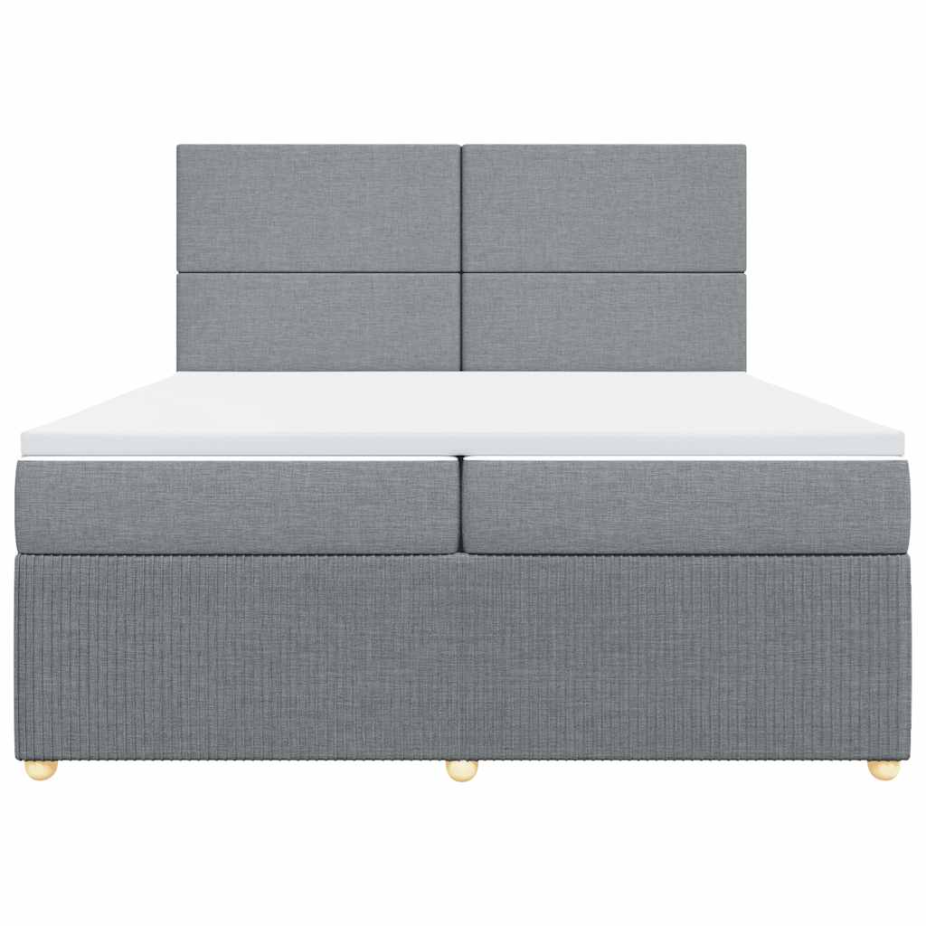 vidaXL Κρεβάτι Boxspring με Στρώμα Ανοιχτό Γκρι 200x200 εκ. Υφασμάτινο