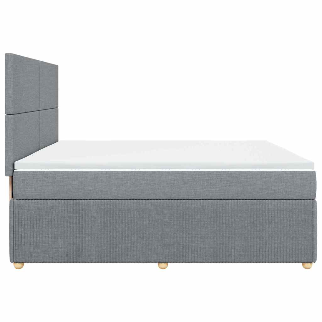 vidaXL Κρεβάτι Boxspring με Στρώμα Ανοιχτό Γκρι 200x200 εκ. Υφασμάτινο