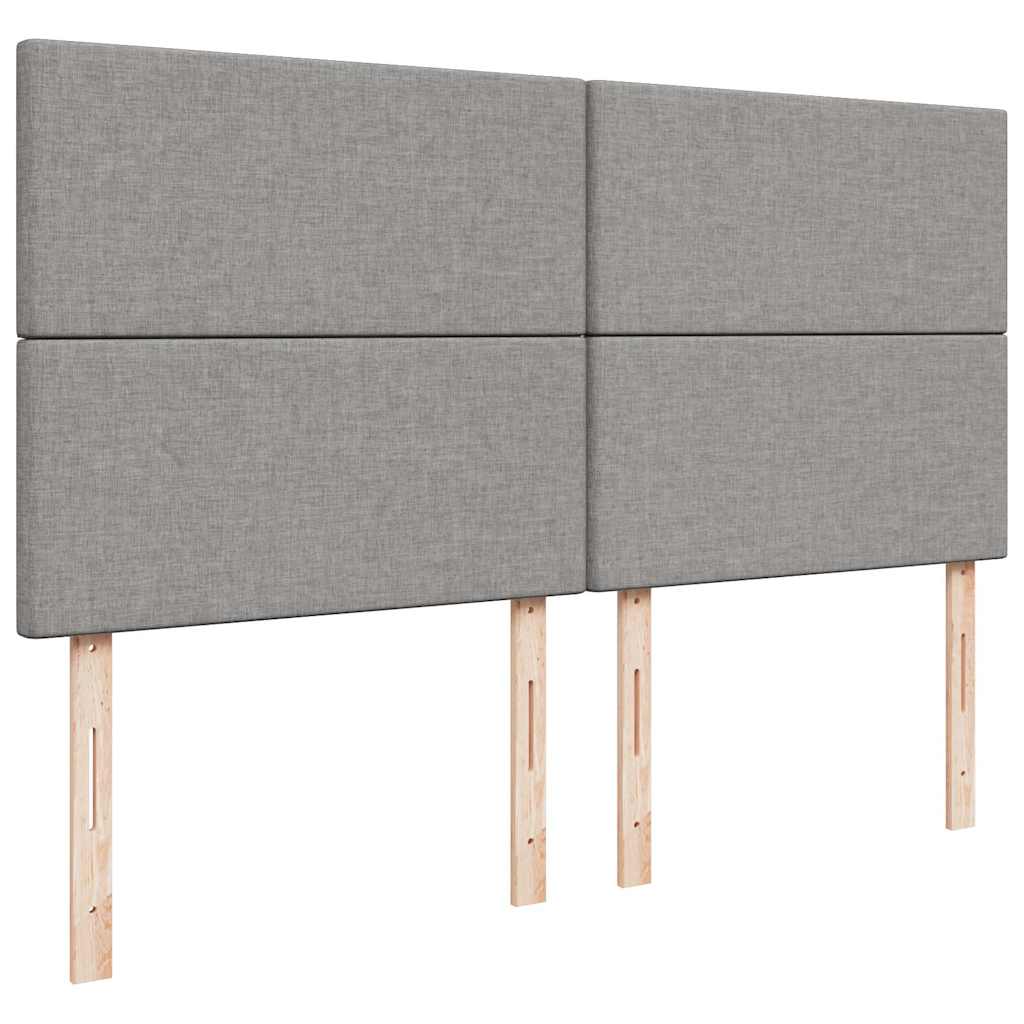 vidaXL Κρεβάτι Boxspring με Στρώμα Ανοιχτό Γκρι 200x200 εκ. Υφασμάτινο