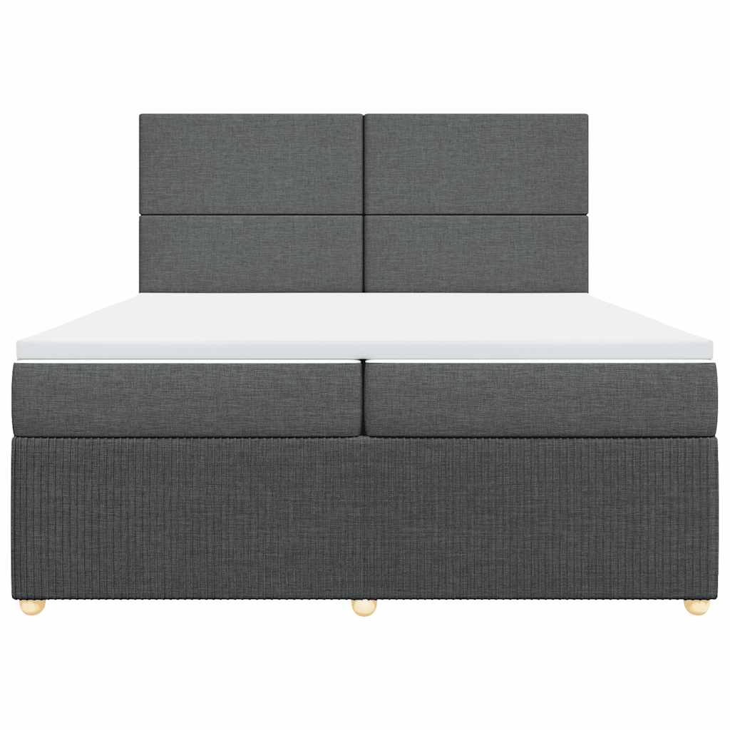 vidaXL Κρεβάτι Boxspring με Στρώμα Σκούρο Γκρι 200x200 εκ. Υφασμάτινο