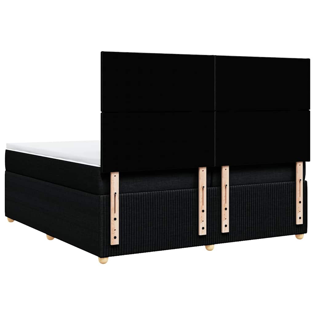 vidaXL Κρεβάτι Boxspring με Στρώμα Μαύρο 200x200 εκ. Υφασμάτινο