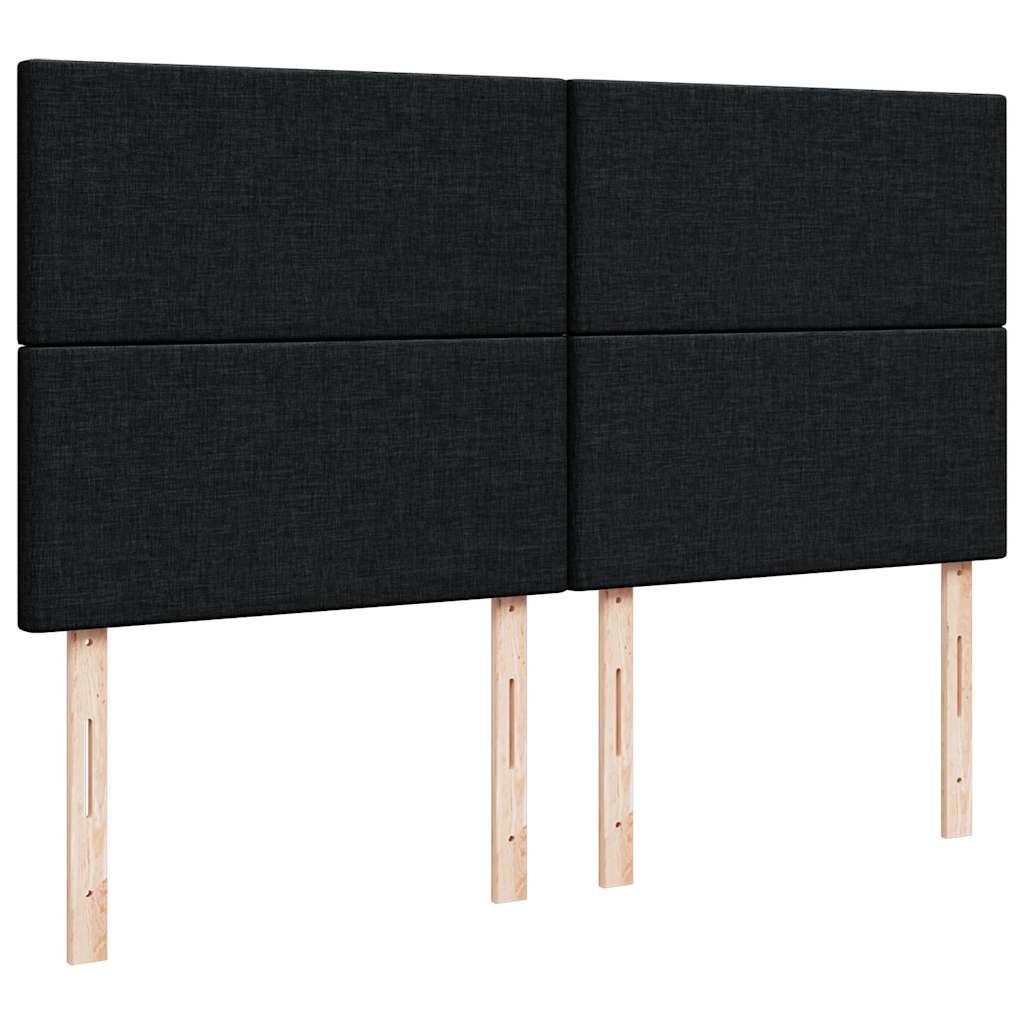 vidaXL Κρεβάτι Boxspring με Στρώμα Μαύρο 200x200 εκ. Υφασμάτινο