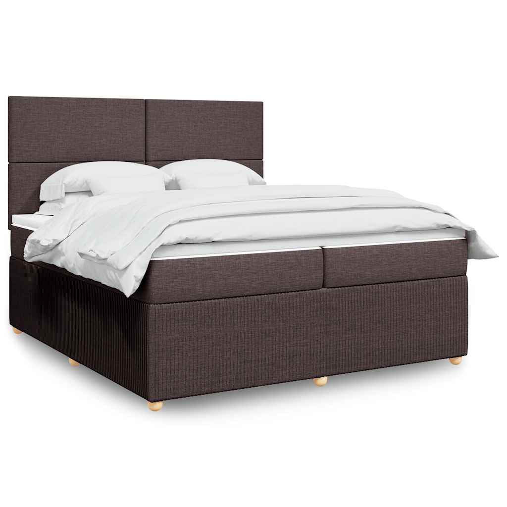 vidaXL Κρεβάτι Boxspring με Στρώμα Σκούρο Καφέ 200x200 εκ. Υφασμάτινο