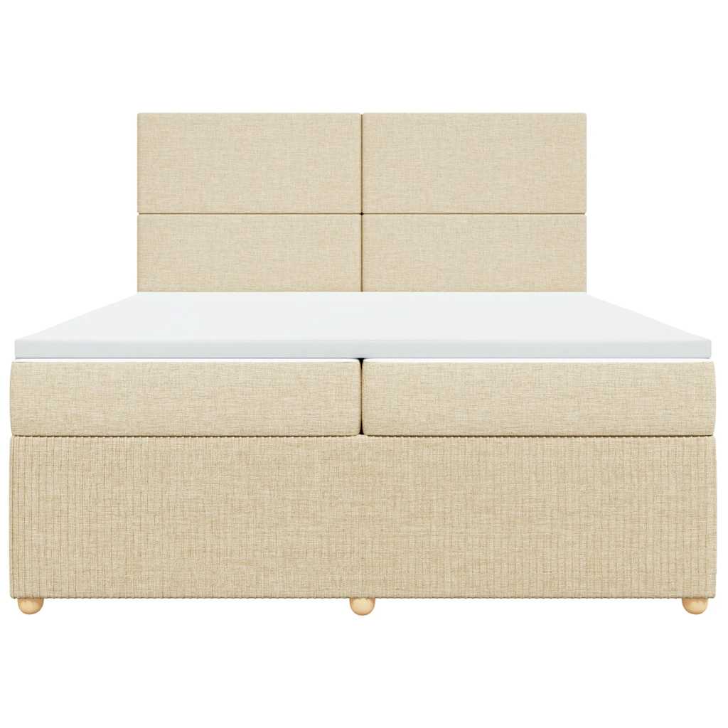 vidaXL Κρεβάτι Boxspring με Στρώμα Κρεμ 200x200 εκ. Υφασμάτινο