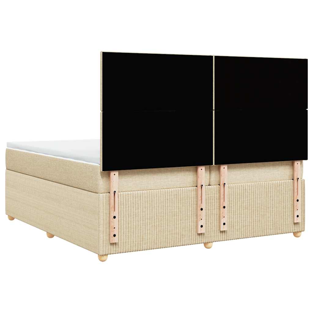 vidaXL Κρεβάτι Boxspring με Στρώμα Κρεμ 200x200 εκ. Υφασμάτινο