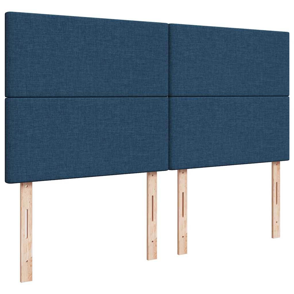 vidaXL Κρεβάτι Boxspring με Στρώμα Μπλε 200x200 εκ. Υφασμάτινο