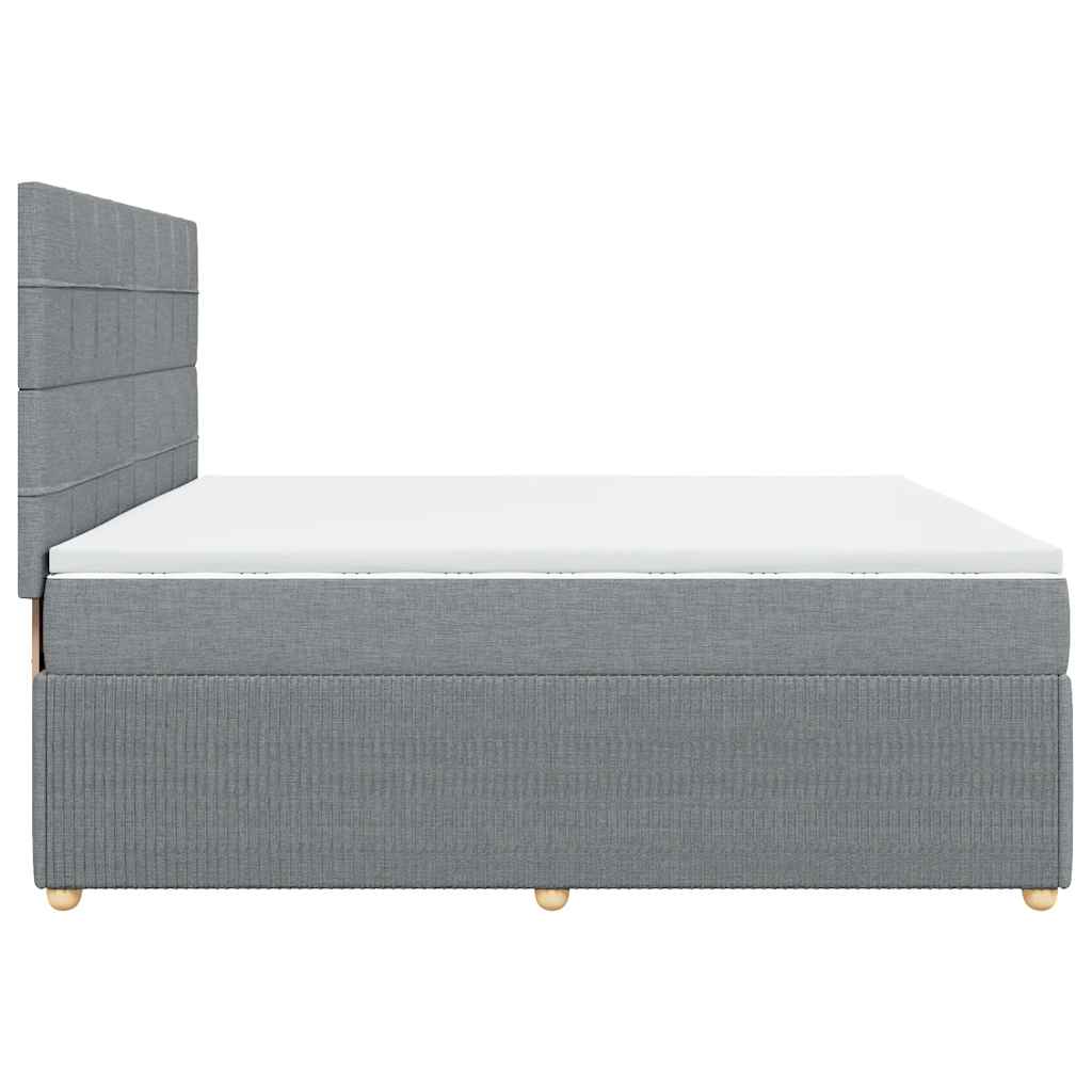 vidaXL Κρεβάτι Boxspring με Στρώμα Ανοιχτό Γκρι 200x200 εκ. Υφασμάτινο