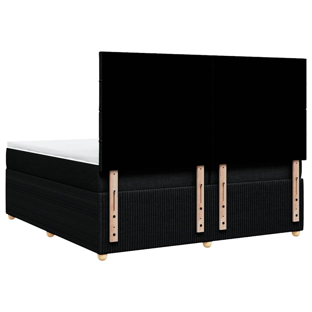 vidaXL Κρεβάτι Boxspring με Στρώμα Μαύρο 200x200 εκ. Υφασμάτινο