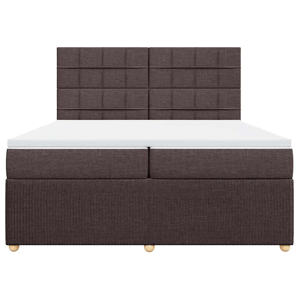 vidaXL Κρεβάτι Boxspring με Στρώμα Σκούρο Καφέ 200x200 εκ. Υφασμάτινο