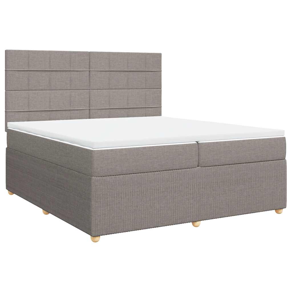 vidaXL Κρεβάτι Boxspring με Στρώμα Taupe 200x200 εκ. Υφασμάτινο